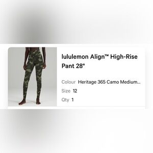 Lululemon Align Pant 28" in Heritage 365 Camo